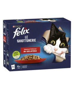 Felix Le ghiottonerie per Gatto Selezioni deliziose Manzo/Pollo 12x85g