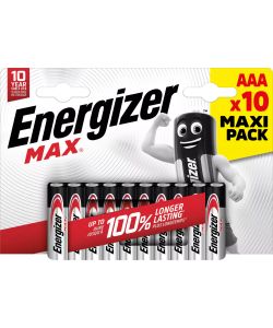 Energizer Batterie Alcaline AAA Max - 10 Pile Ministilo - Lunga Durata