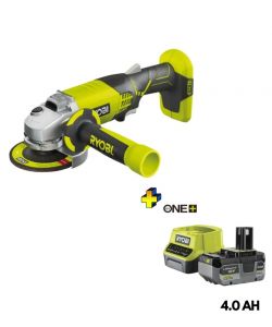 SMERIGLIATRICE ANGOLARE 18V + KIT BATTERIA E CARICABATTERIE 18V (4.0AH) RYOBI