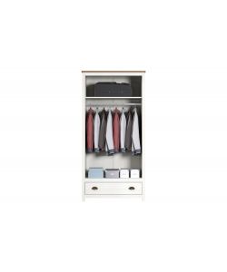 Armadio Topazio in Legno di Pino Massello Bianco - 90 x 53 x 185 cm