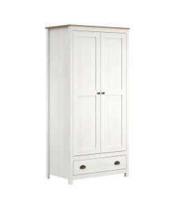 Armadio Topazio in Legno di Pino Massello Bianco - 90 x 53 x 185 cm