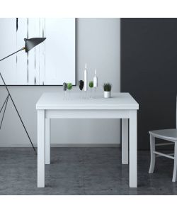 Tavolo Expand Estensibile 90/180 x 90 x 75 cm Struttura Massello e top in Legno MDF Bianco