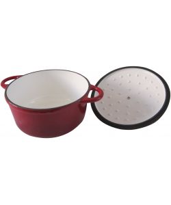 Ilsa Casseruola Tonda Ghisa Smaltata Rossa 26 cm con Coperchio