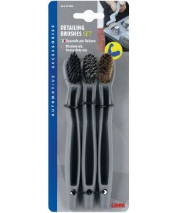 Lampa Kit 3 Spazzole Detailing 175 mm Pulizia Finiture Auto Setole Diverse