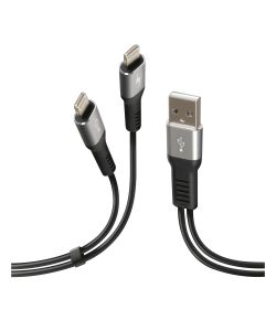 Lampa Cavo USB a Apple 8 Pin Doppio Connettore 100 cm Nero Ricarica Dati