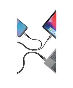Lampa Cavo USB Type-C Doppio Connettore 100 cm Nero Metallo Ricarica