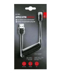 Lampa Cavo USB a Spirale Apple 8 Pin 100 cm Nero Ricarica Dati