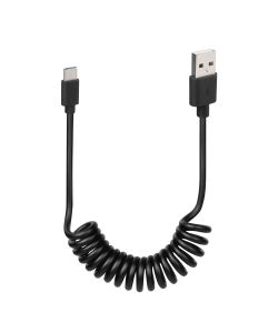 Lampa Cavo a Spirale USB Type-C 100 cm Nero Ricarica e Dati