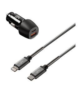 Lampa Kit 2 in 1 Lightning PRO Caricatore Usb Doppia Presa Nero 100cm