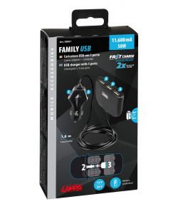 Lampa Caricabatteria Nero 5 Porte USB Fast Charge 11600mAh 180 cm