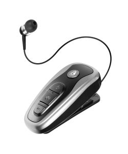 Lampa Auricolare Bluetooth Retrattile Nero Clip 4.1 Cuffia Intra-aurale