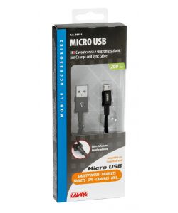 Lampa Cavo Ricarica Dati Micro USB 200 cm Nero Compatibile Ricarica Veloce