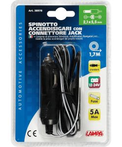 Lampa Spinotto Presa Accendisigari Connettore Jack 12-24V Cavo 170 cm
