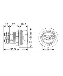 Lampa Interruttore Stacca Batteria 100A 12V 3 Posizioni Rosso
