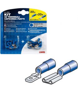 Capricorda 40 Terminali Piatti Blu 6,3x0,8 mm Preisolati per Cavi