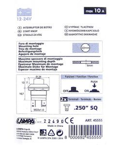 Lampa Interruttore a Pressione 10A 12/24V Rosso Comando Tattile