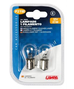 Coppia Lampade 1 Filamento 21W Ba15S