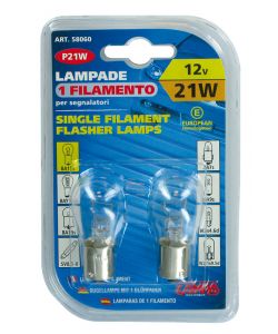 Coppia Lampade 1 Filamento 21W Ba15S