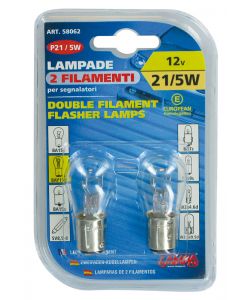 Coppia Lampade 2 Filamenti 21/5W Bay15D