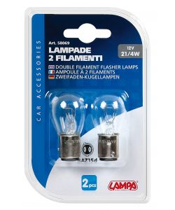 Lampada 2 filamenti P21/4W 2 pezzi