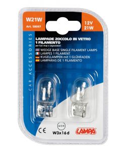 Lampada con zoccolo vetro w21w 21w w3x16d 2 pz d/blister