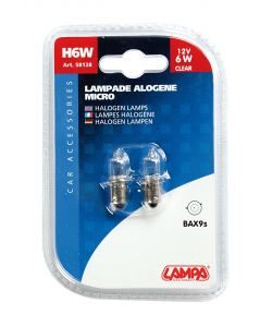 Lampada alogena micro H6w 6w bax9s 2 pz d/blister