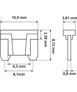 Lampa Fusibili Mini 24V Metallo Confezione da 10 Pezzi Montaggio Through-Hole