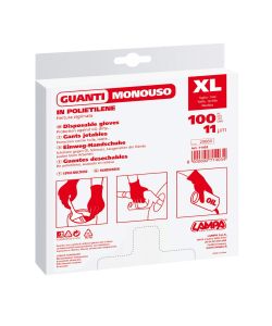 Lampa Guanti Monouso Polietilene XL 100 Pz - Ambidestri e Zigrinati