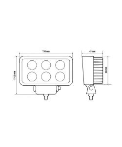 Lampa Faro Ausiliario 6 LED Nero 18W 6000K per Fuoristrada e Camion