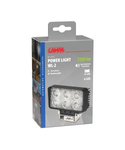 Lampa Faro Ausiliario 6 LED Nero 18W 6000K per Fuoristrada e Camion