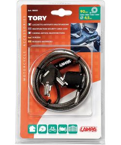 Lampa Lucchetto a Cavo Antifurto 90 cm Nero in Acciaio Alloy