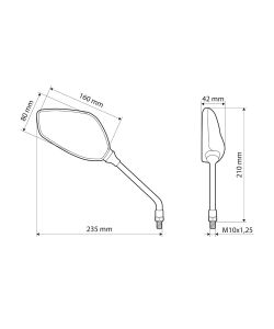 Lampa Coppia Specchi Retrovisori Moto Splinter Regolabili M10x1,25