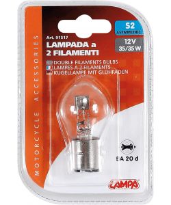 Lampa Lampada Filamento S2 BA20D 12V 35W Doppio Filamento - 1 Pz