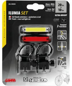 Lampa Set Fanale Anteriore Posteriore LED Rosso e Bianco 20+10 Lumen