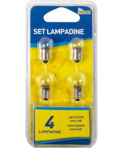 Set di quattro lampadine per fanali bici anteriori e posteriori