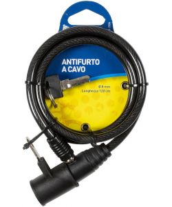 Antifurto cavo a spirale per bici 0,8x120cm aggancio sottosella