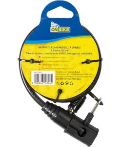Antifurto cavo a spirale per bici 0,8x120cm aggancio sottosella