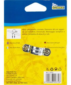 Maxi campanello bici universale acciaio cromato diametro 6,8cm