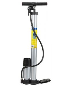 Pompa gonfiaggio ruote bici metallo con manometro integrato e piedino