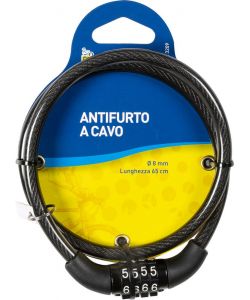 Antifurto spirale a cavo con combinazione 8x65 cm