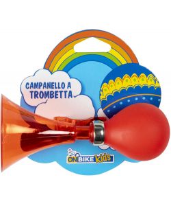 Campanello a trombetta rosso in plastica per bici bambino