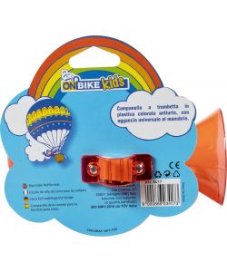Campanello a trombetta rosso in plastica per bici bambino