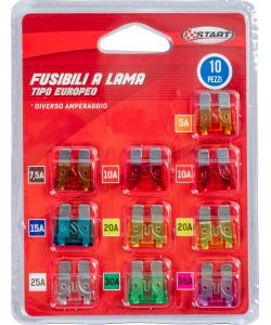 Blister 6 fusibili tipo europero per auto a lama
