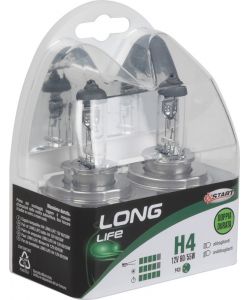 H4 Long Life Coppia di lampadine per luci auto 12V 60/55W P43t