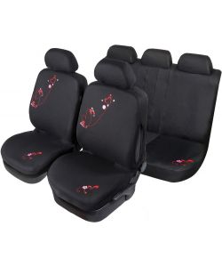 Set Completo Coprisedili Glamour Universale nero- rosso