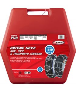 Set due pezzi catene da neve 16MM gruppo 240 per SUV 4x4 e trasporto leggero