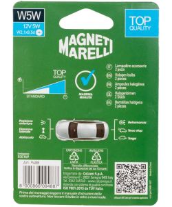 Magneti Marelli W5W coppia lampadine auto vetro 12V 5W attacco W2,1X9,5d
