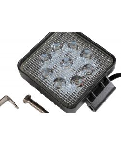 Faro ausiliario 9 led quadrato auto nero, indicatore fuori strada