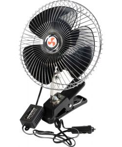 Ventilatore libeccio 12 V e 16W, 2 funzioni, con griglia cromata nero