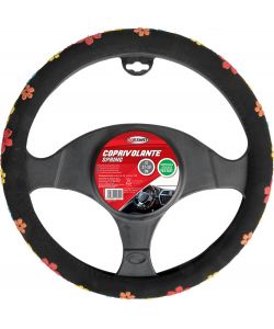 Coprivolante auto Spring diametro 37-39 cm nero con fiori, universale